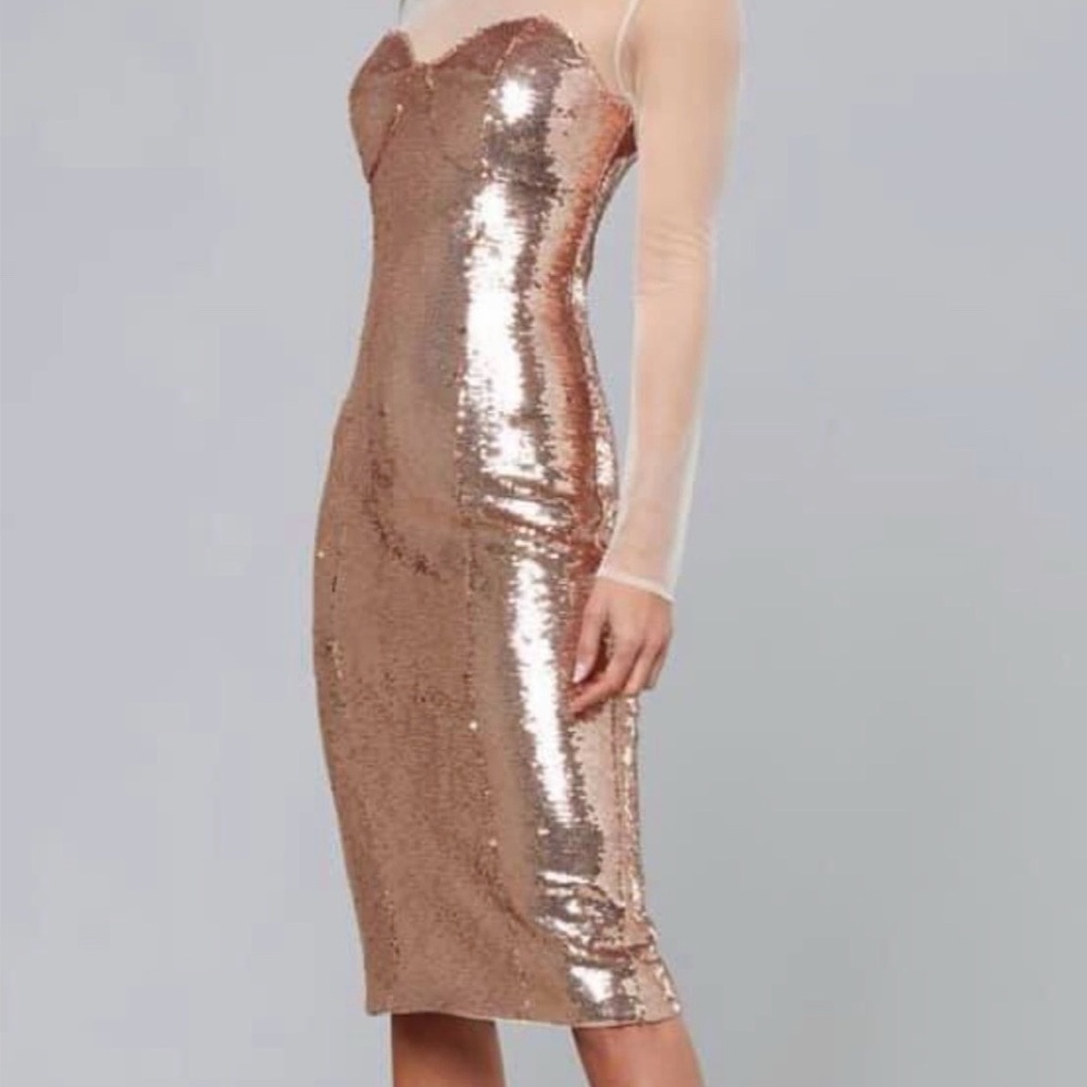 BNWT Bebe Small Sequin Rosegold Dress